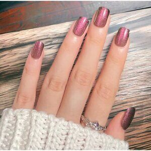 24Pcs Luxury Press On Fake Nails Purple Berry Cat's Eye Design False Nail Tips